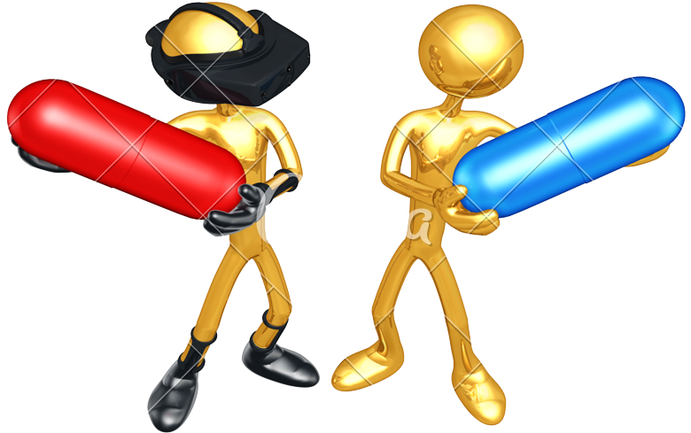 Man With Virtual Reality Headset - Cartoon (800x522)