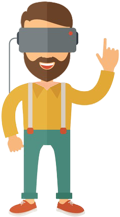 Guy With Vr Headset - Visual Reality Cartoon (266x470)