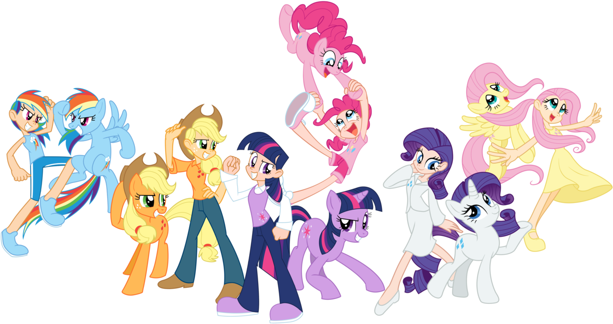 Rainbow Dash Twilight Sparkle Pinkie Pie Spike Rarity - My Little Pony Human (1280x666)