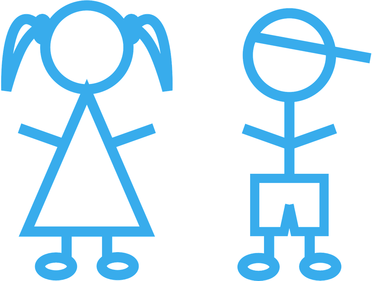 Stick Figure Children By Clkerfreevectorimages On Pixabay - Boy And A Girl Stick Figure (1280x953)