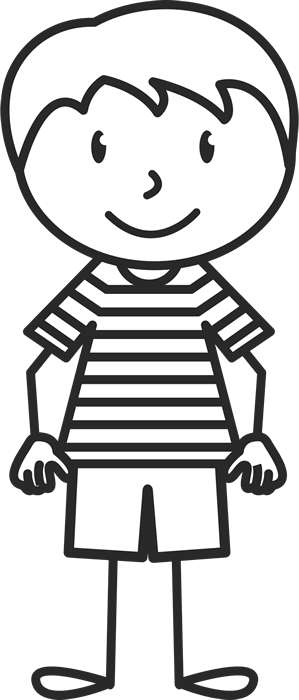 Prankster Boy In Striped Shirt Stamp - Boy Stick Figure Png (299x700)