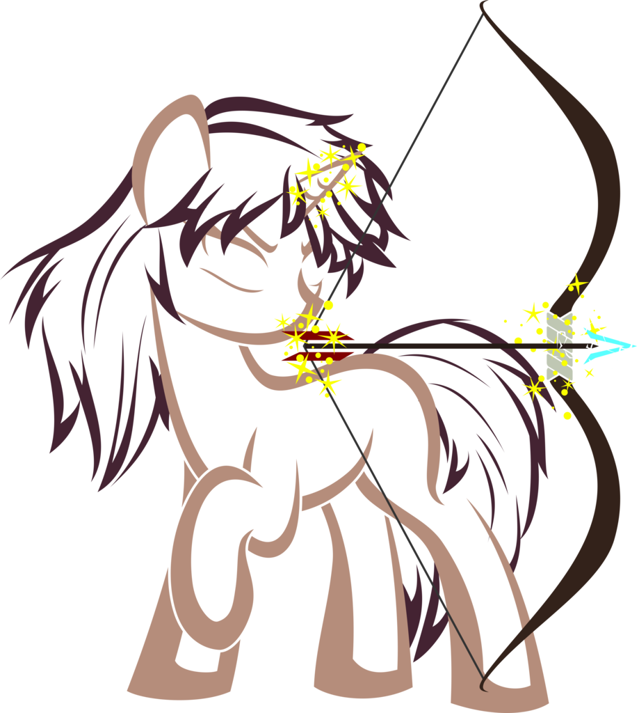 Up1ter, Bow , Female, Glowing Horn, Lineart, Looking - Horse (919x1024)