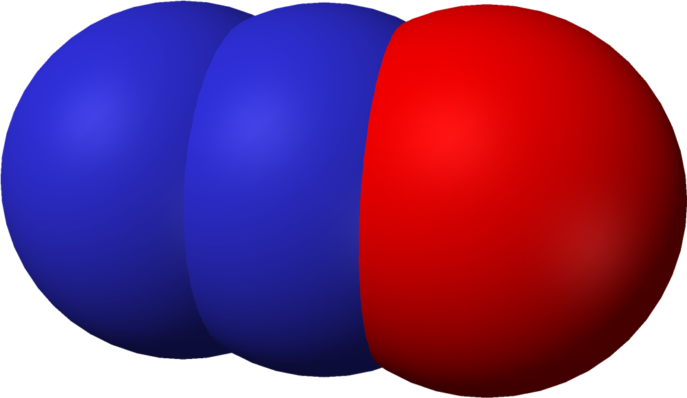 Space-filling Model Of Nitrous Oxide, N 2 O - Nitrous Oxide Png (1100x679)