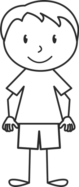 Boy With Messy Hair Rubber Stamp - Stick Figure With Glasses (255x600)