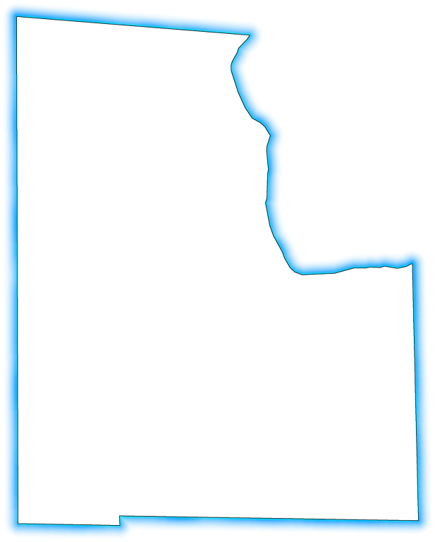 A Turquoise Glow Outline Map Of Baker - Flat Panel Display (617x768)