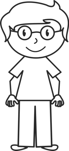 Boy With Windswept Hair And Glasses Stamp - Stick Figure With Glasses (275x600)