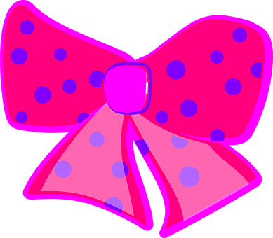 Ribbon Pink Bows Dotted Cute Bow Tie Beaut - Gravata Borboleta Rosa Desenho (389x340)