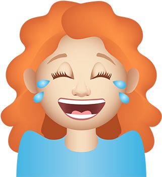 Gingermoji7 All408px 0014 Layer Comp 15 Curlyhairgirllaughing - Curly Hair Girl With Glasses Cartoon (408x408)