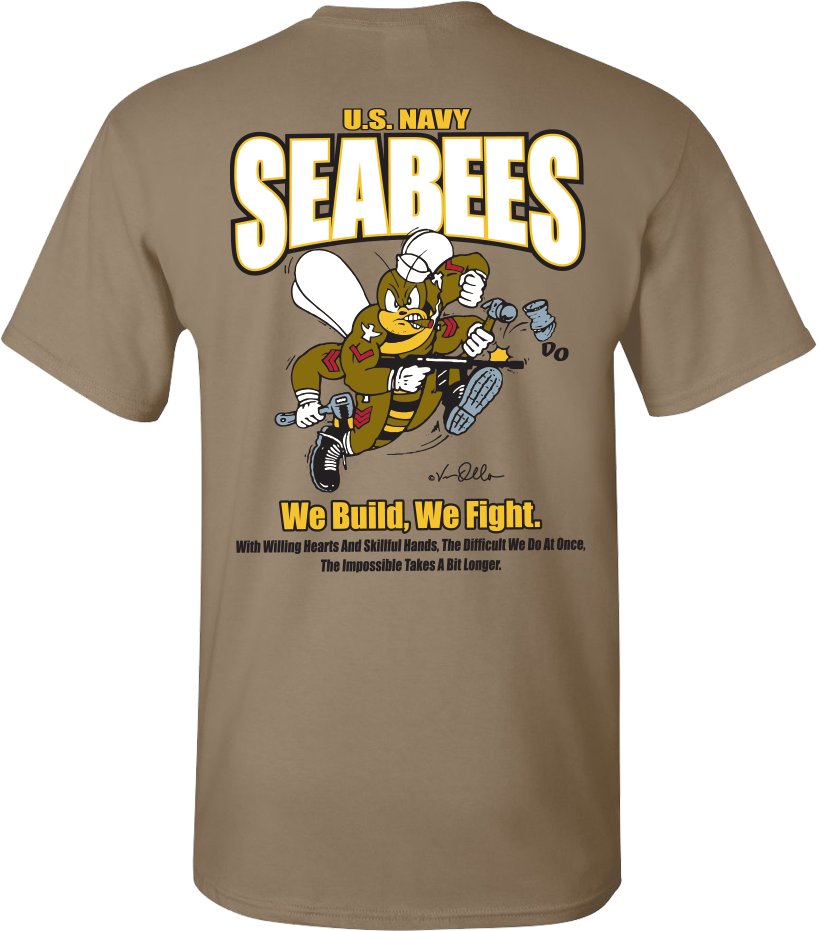 Seabee Motto T Shirt Brown Back - Navy Seabees T Shirts (930x1000)