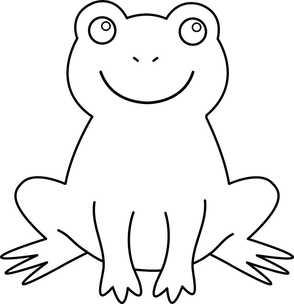 Seahorse Coloring Pages For Kids - Frog Outline No Background (940x974)