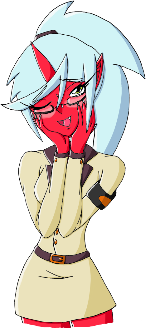 Panties Red Fictional Character Nose Joint Head Line - Panty And Stocking Kneesocks Cute (497x1061)