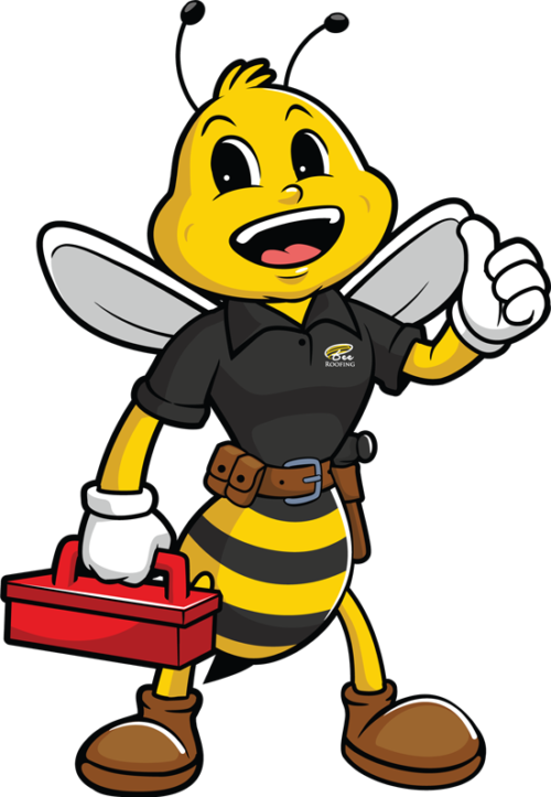Bee Roofing Mascot Web Transparent - Grey (500x723)