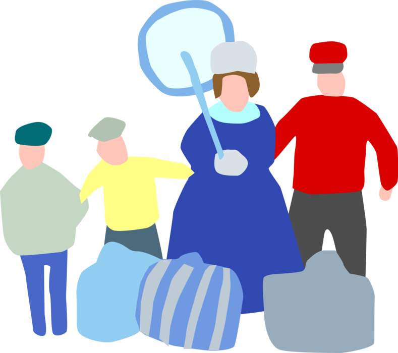 Vector Illustration Of Family With Luggage Travel On - Illustration (789x700)