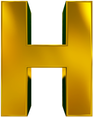 Letter H 3d Golden Isolated On White - Letter H Gold (523x550)