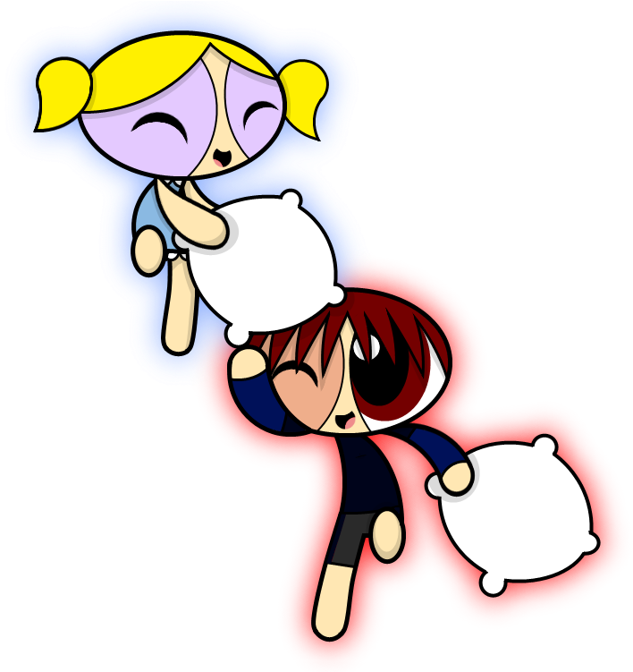 Supersmith And Bubbles Pillow Fight By 6ninjafox9 - Pillow Fight (800x750)