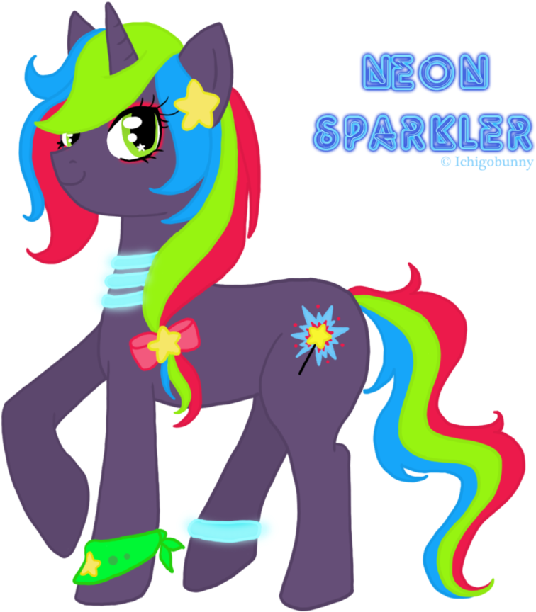 Neon Sparkler By Ichigobunny - Cartoon (887x900)