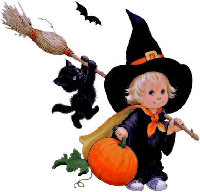 Cute Baby Witches Halloween Cartoon Clip Art - Halloween Clip Art Precious Moments (400x400)