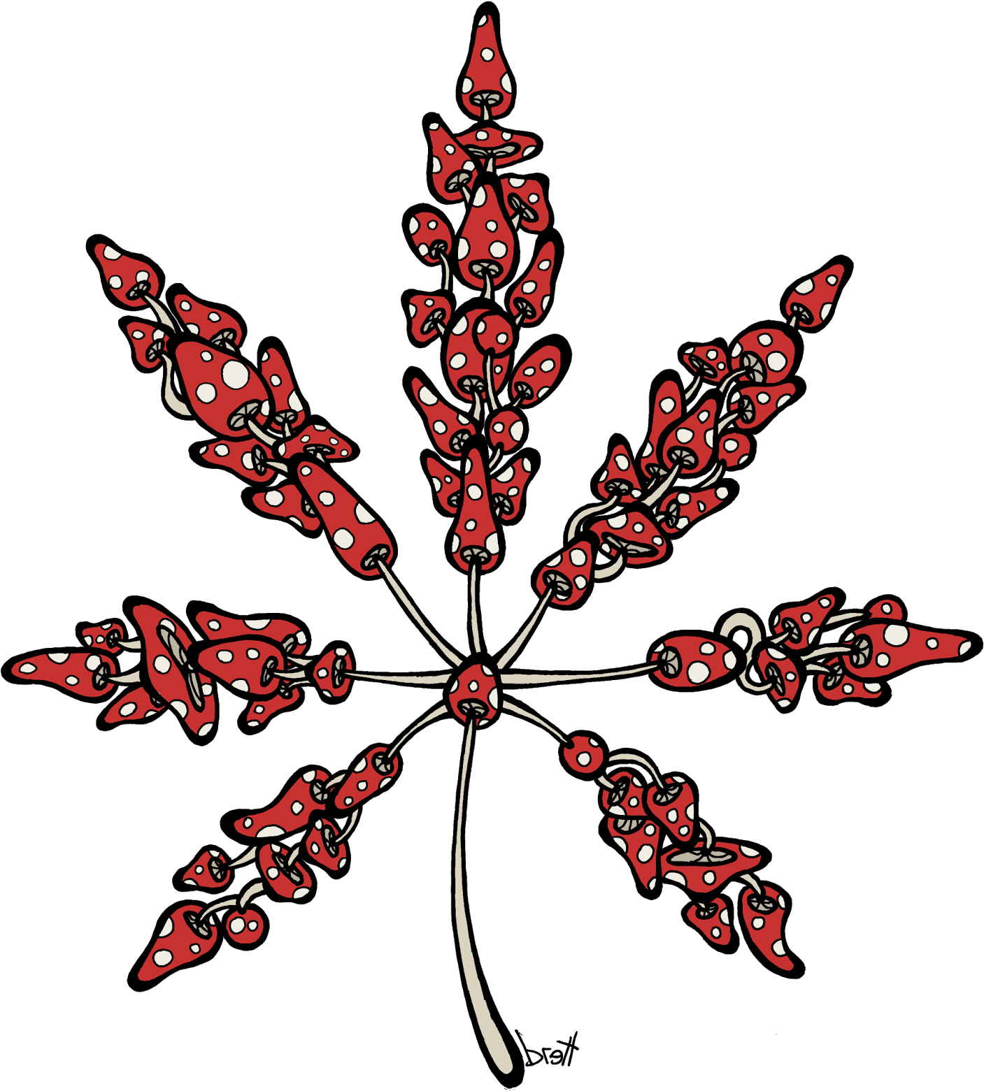 Marijuana Leaf Made Of Mushrooms - Cannabis (1429x1600)