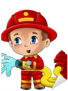 Cute Cartoon Illustration Of A Fireman Sticker • Pixers® - Fireman Cartoon (400x400)