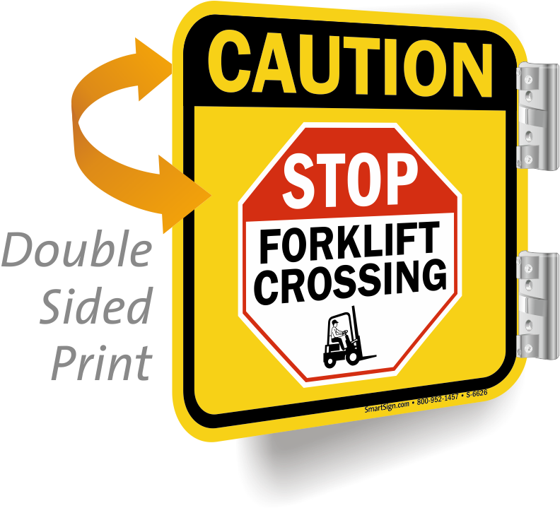 Stop Forklift Crossing 2-sided Caution Sign - Forklift Seat Belt Sign (800x771)