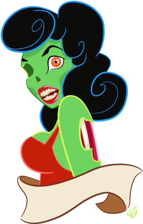 Pinup-tattoo - Pin Up Zombie Png (357x522)