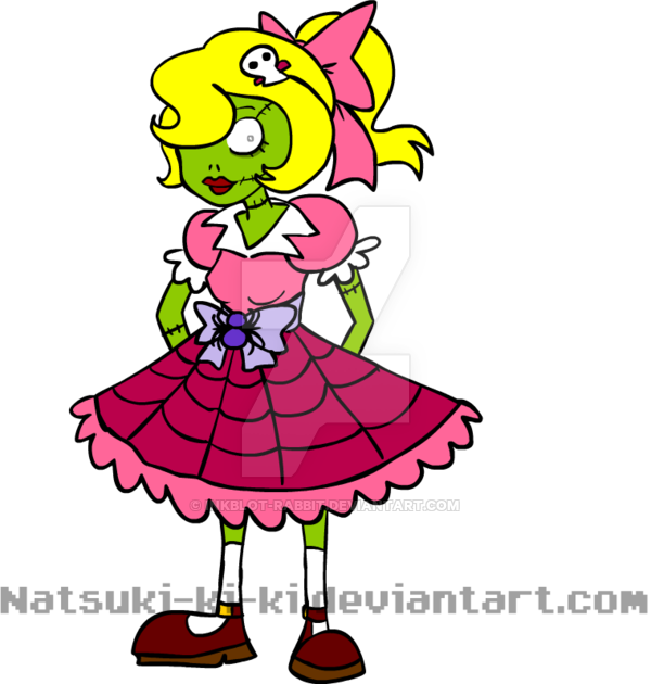 Cartoon Zombie Girl By Inkblot-rabbit - Cartoon (600x630)