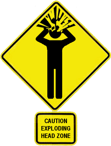 Exploding Head Zone Caution Sign - Emblem (372x500)