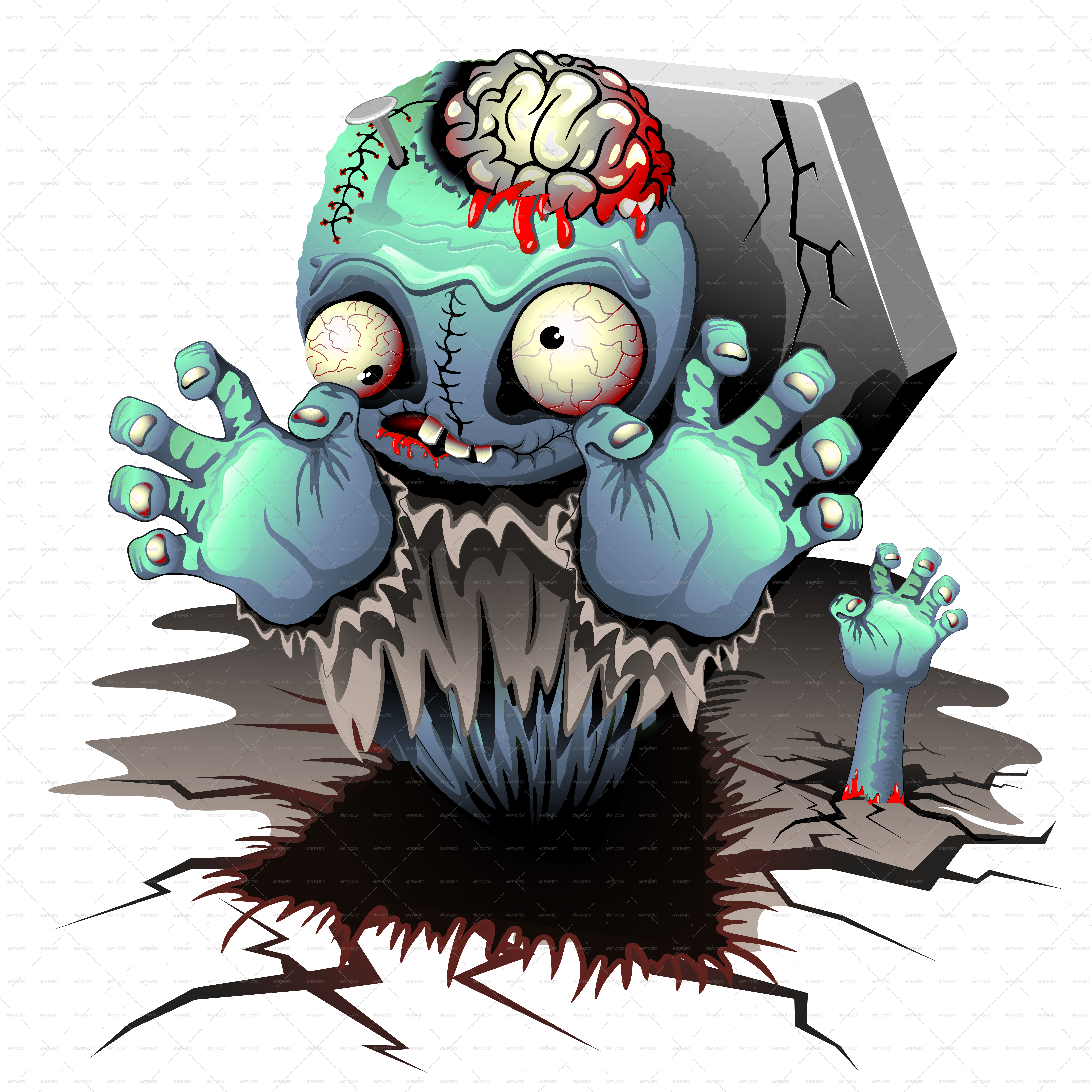 Zombie Monster Cartoon Doll By Bluedarkat Graphicriver - Cartoon Monster Zombie (6500x6500)