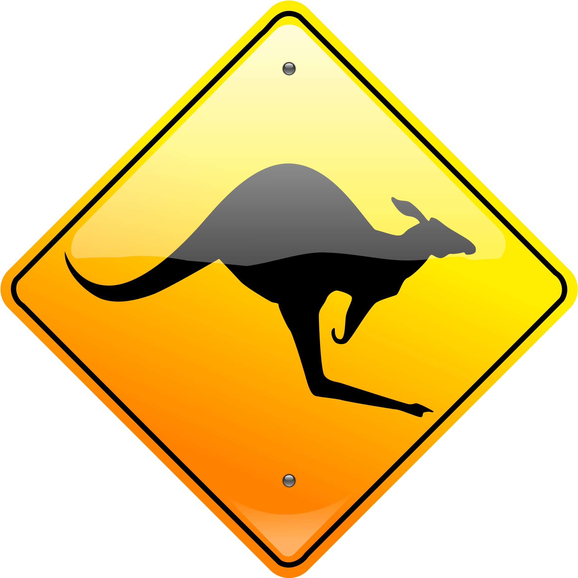 Kangaroo On Road Caution Sign Vector Drawing - Kangaroo Sign Vector (2400x2400)