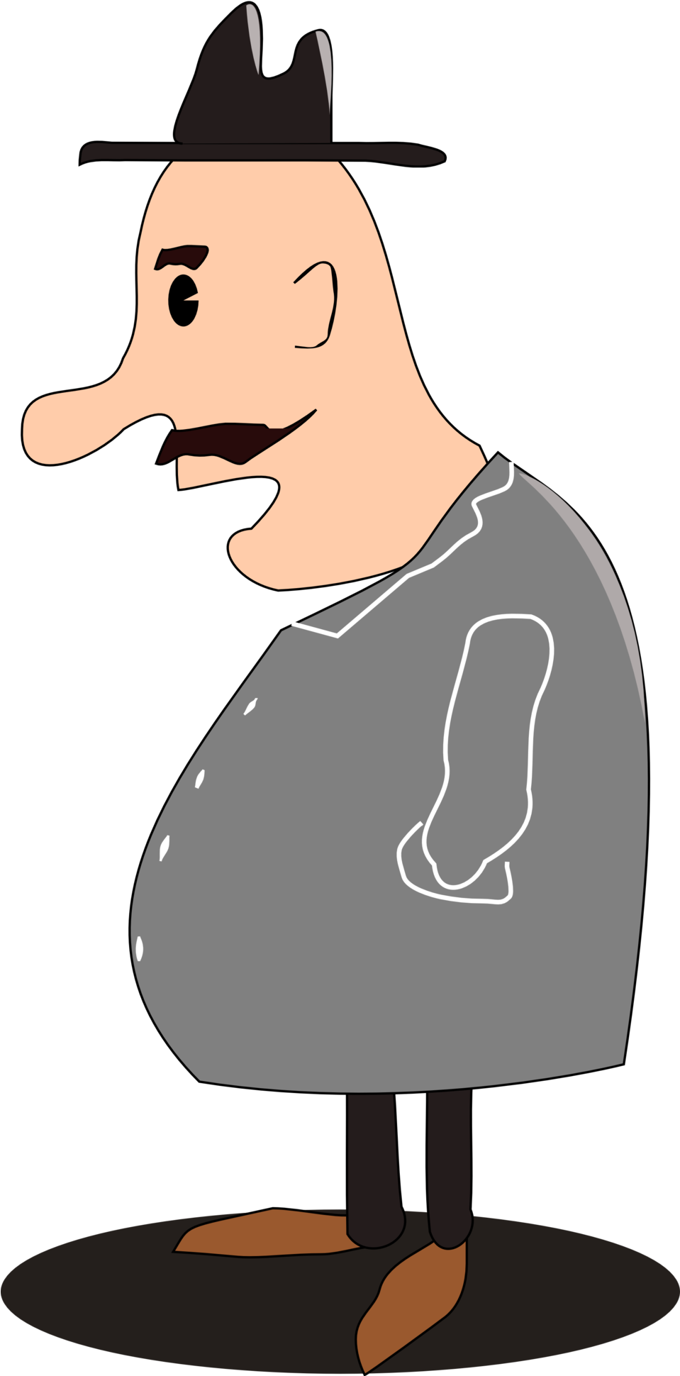 Standing Man - Man In Coat Cartoon Transparent (958x1949)