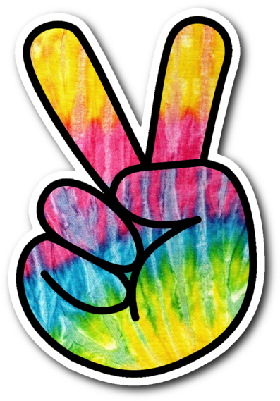 Tie Dye Peace Fingers Vinyl Die Cut Sticker - Peace Fingers Tie Dye (600x600)