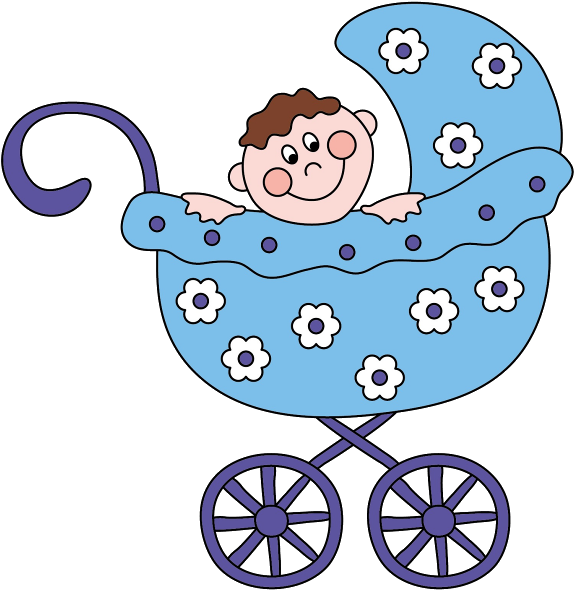 Baby Boy In Carriage Cute Images - Poussette Clipart (600x600)