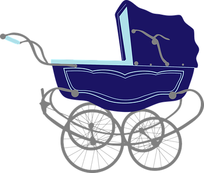 Baby Blue Carriage Infant Pram Stroller Tr - Baby Stroller Png (400x340)
