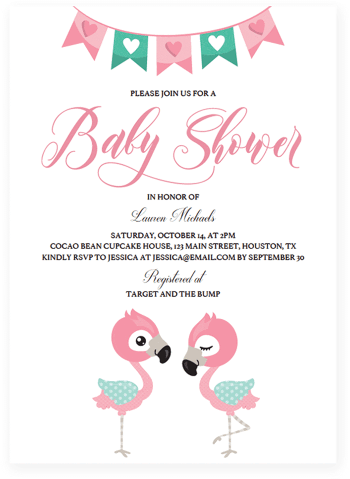Pink Flamingo Baby Shower Invitation Pdf By Littlesizzle - Baby Shower (819x1024)