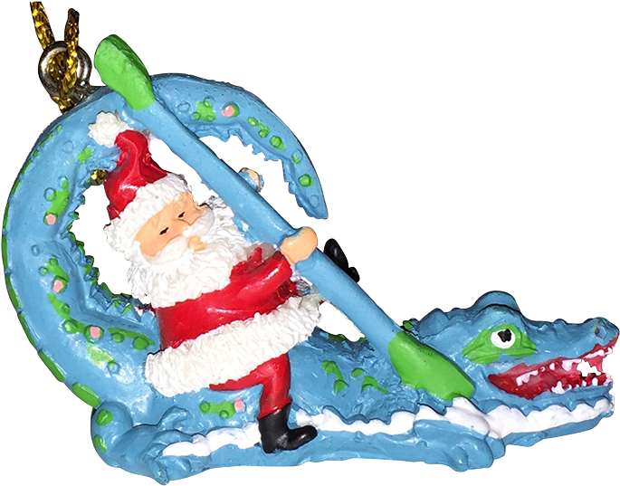 Santa Riding Gator Christmas Ornament (720x720)