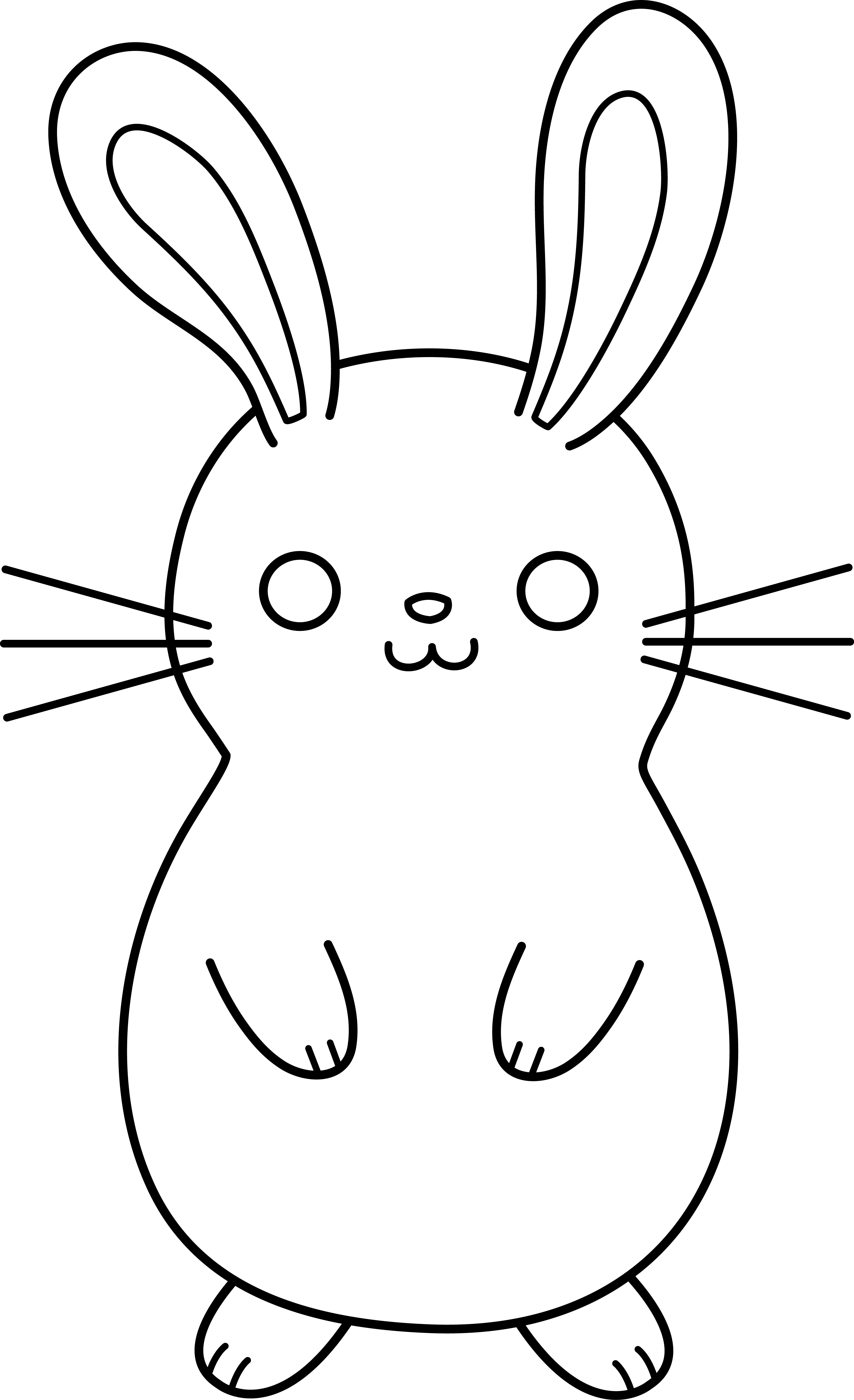 Cute Cartoon Rabbit Bunny Vector Ilration Nuh Mumut - Rabbit Clip Art Black (3250x5328)