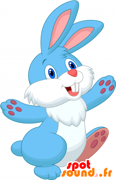 Blue Rabbit Mascot, White And Pink, Cute And Sweet - Rabbit (600x600)
