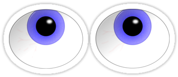 New Cartoon People With Big Eyes Big Blue Cute Cartoon - Sticker (375x360)