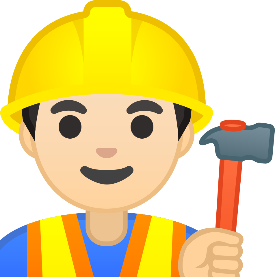 Man Construction Worker Light Skin Tone Icon - Construction Work Emoji Png (1024x1024)