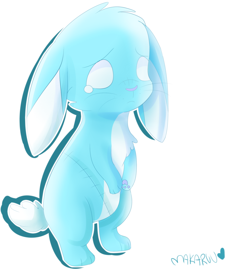 Sad Blue Rabbit By Makaruun - Cartoon (857x933)