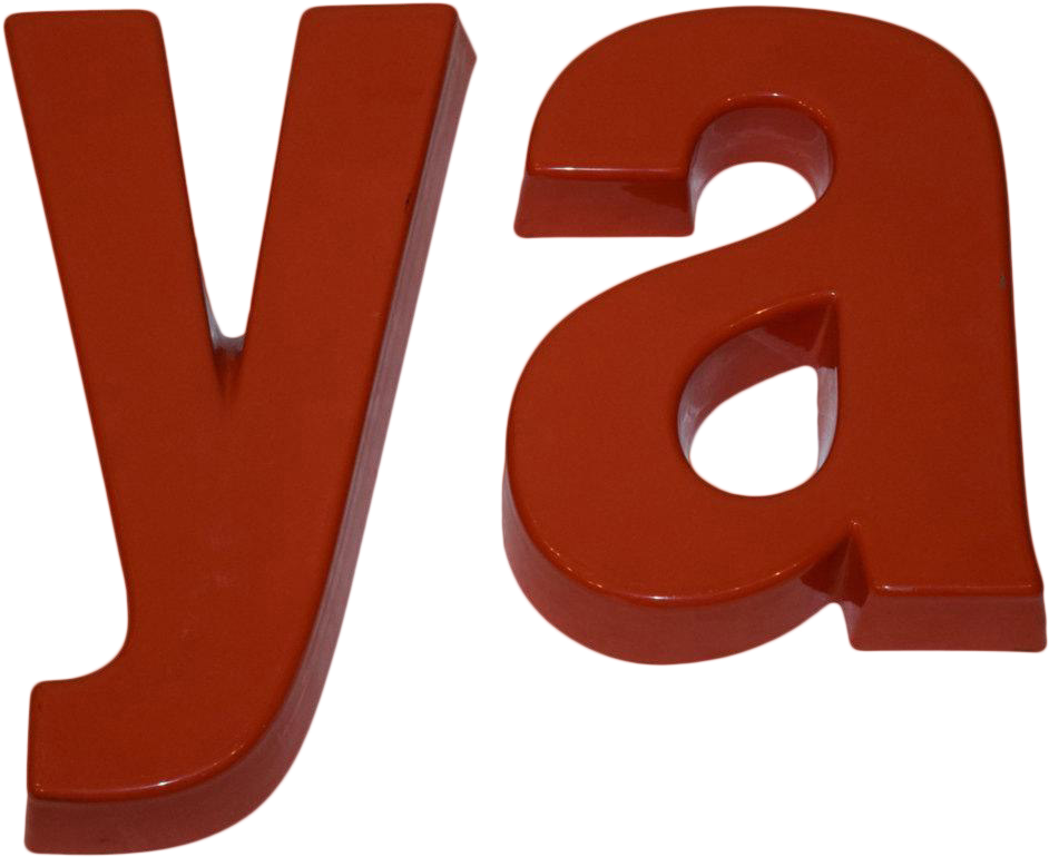 "ya" Industrial Salvage Plastic Orange Sign - Wood (1500x1000)