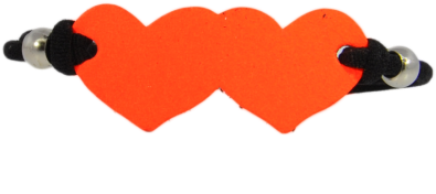 Elastic Heart Leather Id Bracelet Dhe19-neon Orange/black - Orange (569x326)