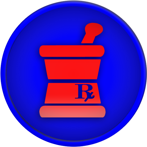 Mortar And Pestle Clip Art Blue Red Rx Icon Symbol - Circle (512x512)