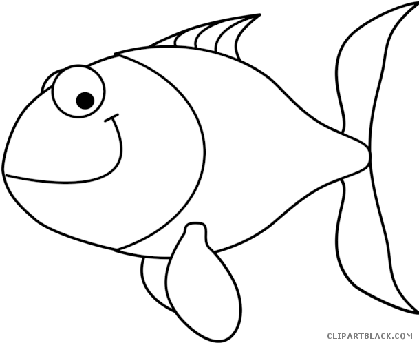 Fish Outline Animal Free Black White Clipart Images - Fish Clip Art Black (700x524)