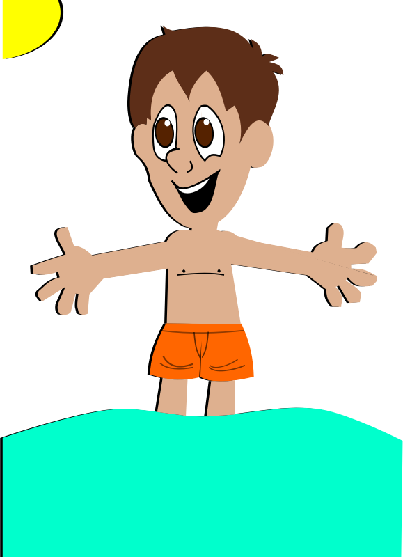Enjoying The Sun Clip Art - Boy Clipart Beach (579x800)
