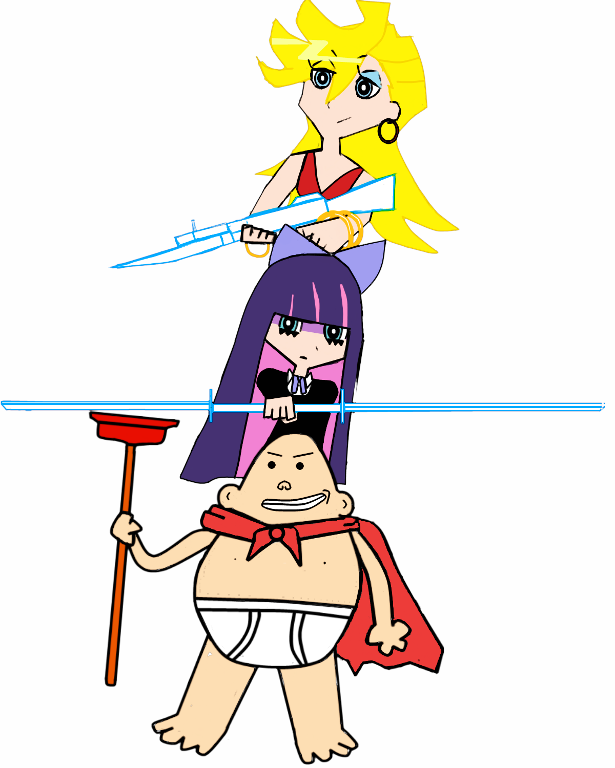 Panty Stocking And Captain Underpants By Onemanstance - Captain Underpants Panty And Stocking (1200x1500)