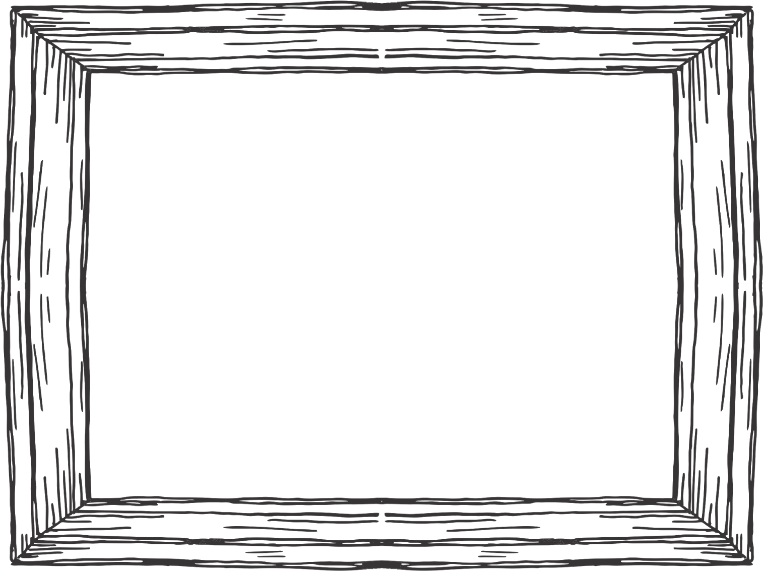 Black Wood Frame Png - Line Art (1600x1249)