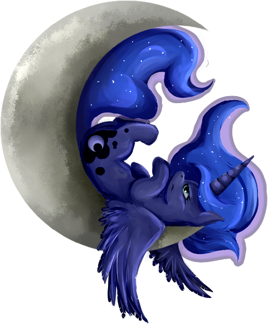 Tctwig, Crescent Moon, Moon, On Back, Pony, Princess - Dragon (750x750)