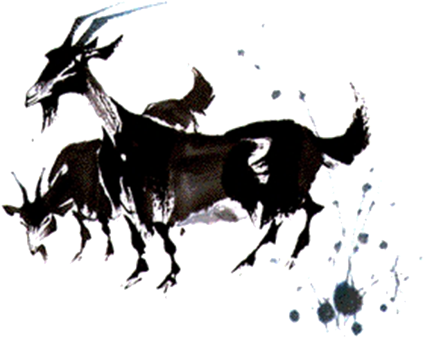 Sheep Goat Black And White Painting - Sheep Goat Black And White Painting (644x500)