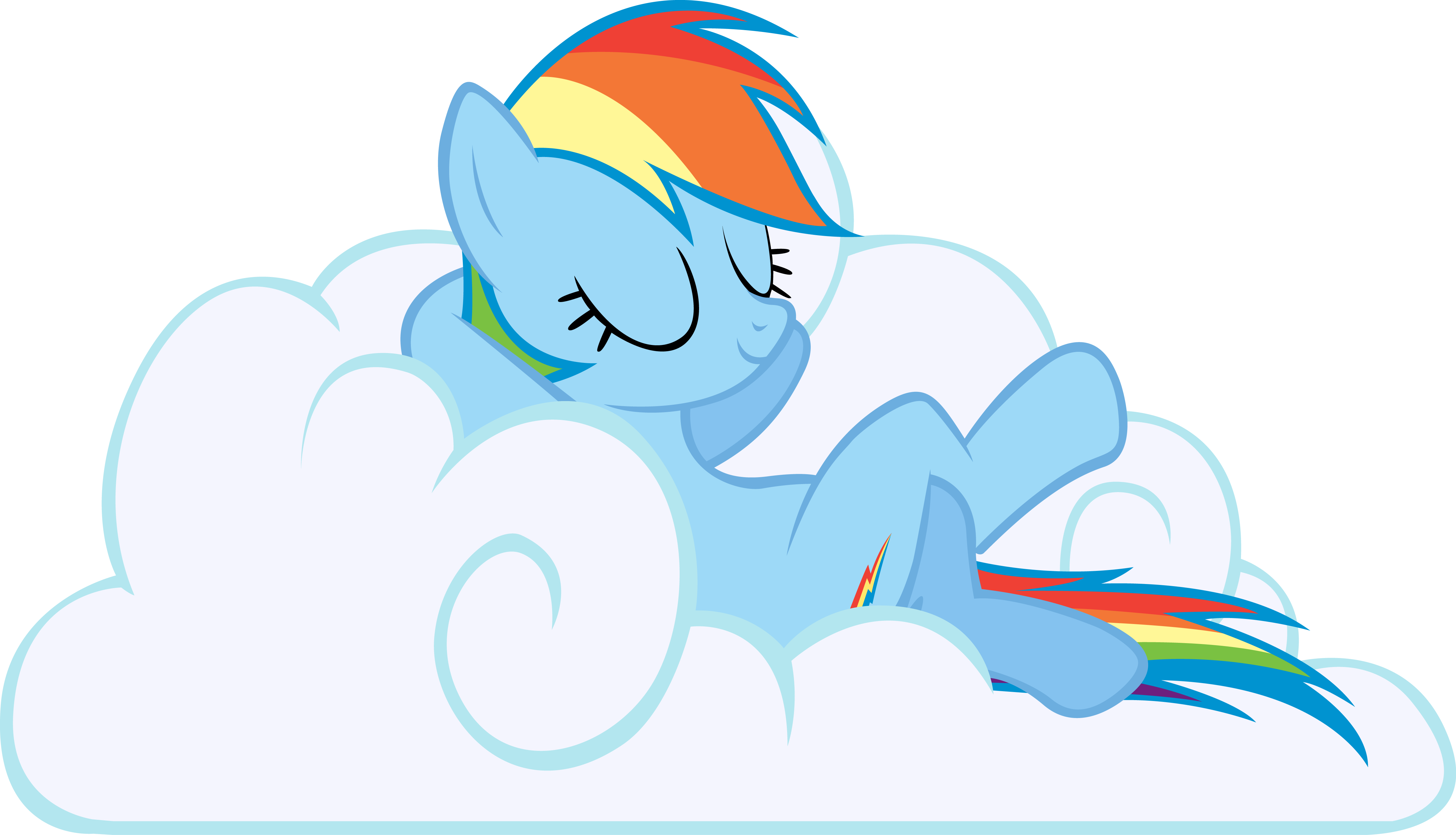 Cloud, Rainbow Dash, Safe, Simple Background, Sleeping, - Rainbow Dash On A Cloud (4876x2798)
